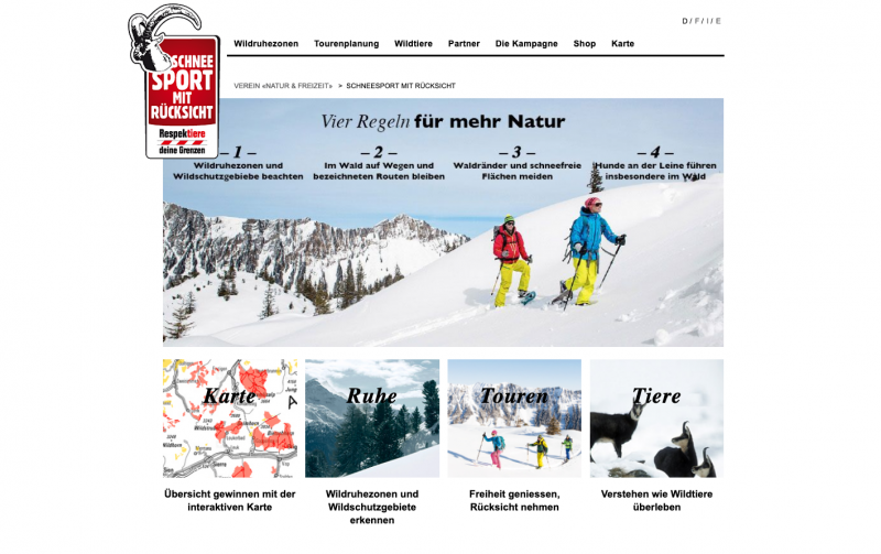 Natur + Freizeit mit der Kampagne Schneesport mit Rücksicht
